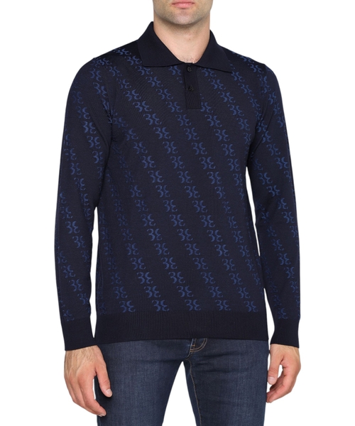 Wool and silk long sleeve polo
