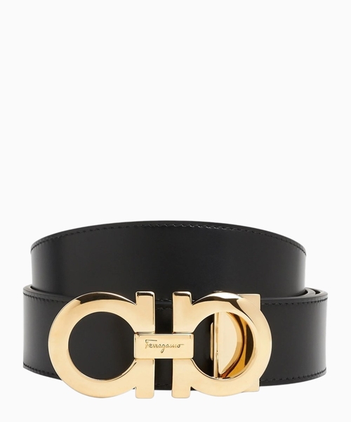 Logo metal buckle leather belt