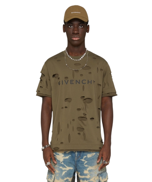 Kəsikli bol biçimli pambıq T-shirt
