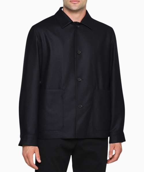 Long sleeve wool jacket with buttton fastening