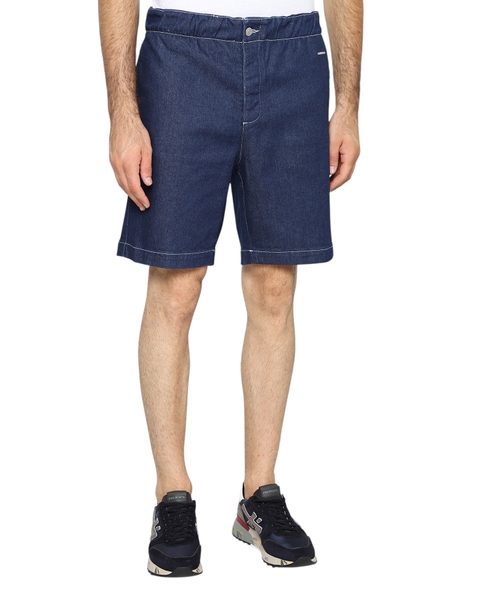 Elastic waist denim shorts