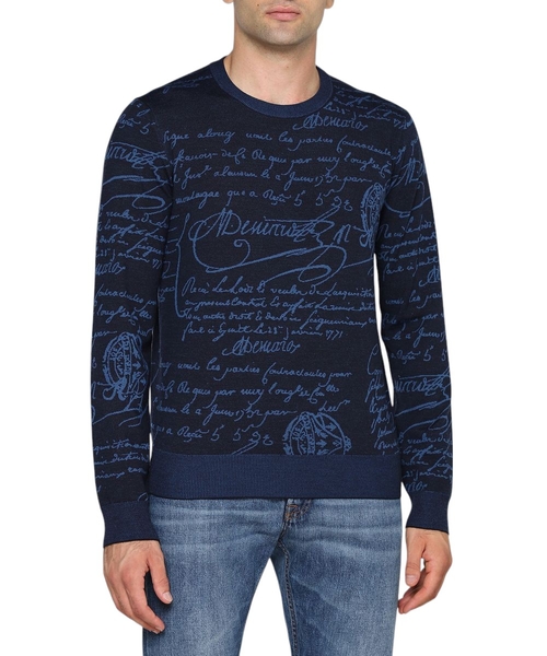 Round neck Scritto jumper with long sleeves
