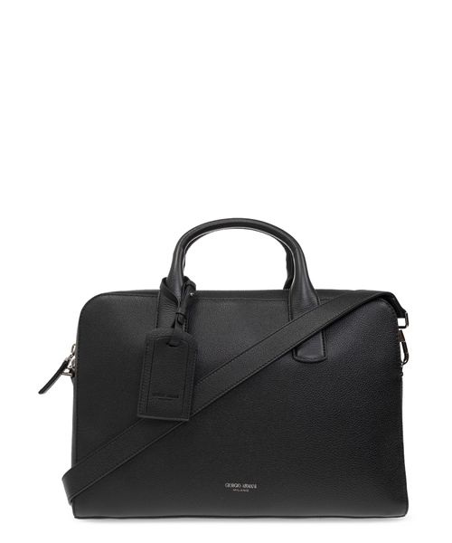 Double leather handles briefcase