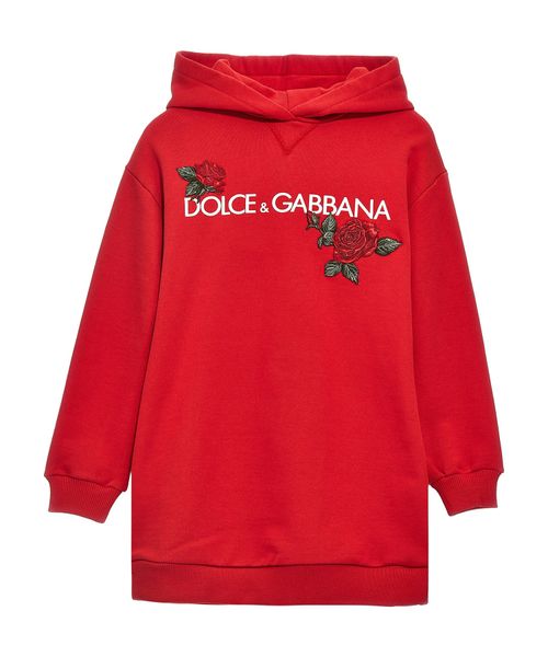Sweatshirt dress with logo and rose patch