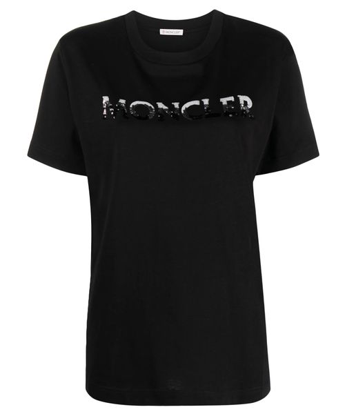 Cotton T-shirt with sequin-embellished logo | Emporium