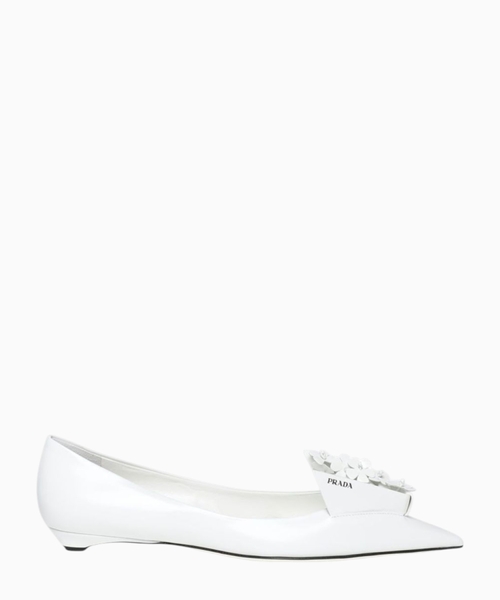 Flower-embellished brushed leather ballerinas