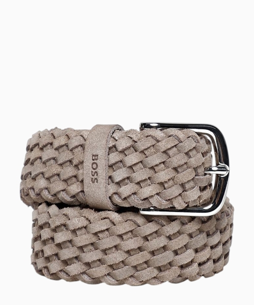 Woven design leather belt