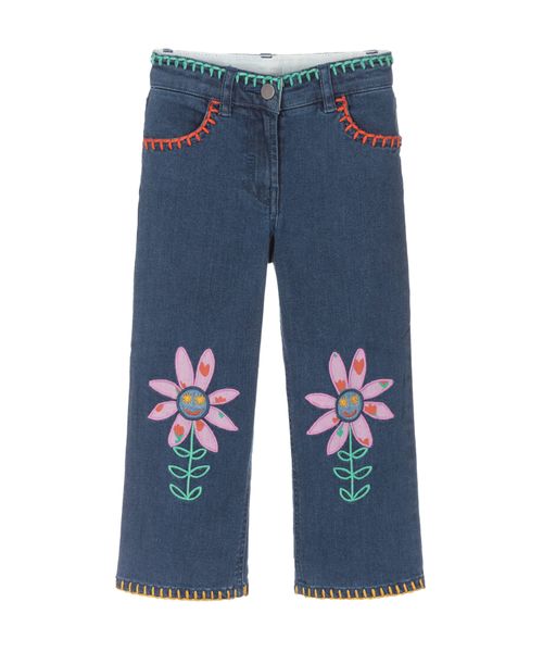 Straight-fit embroidery embellished jeans
