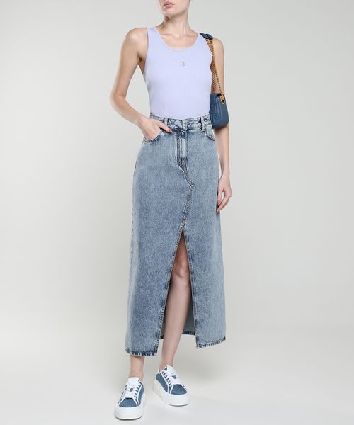 High waisted denim jumper skirt hotsell