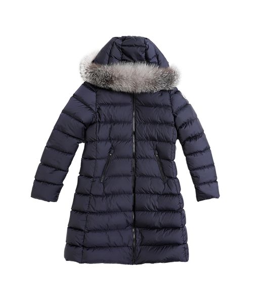 Fur trim hooded quilted jacket