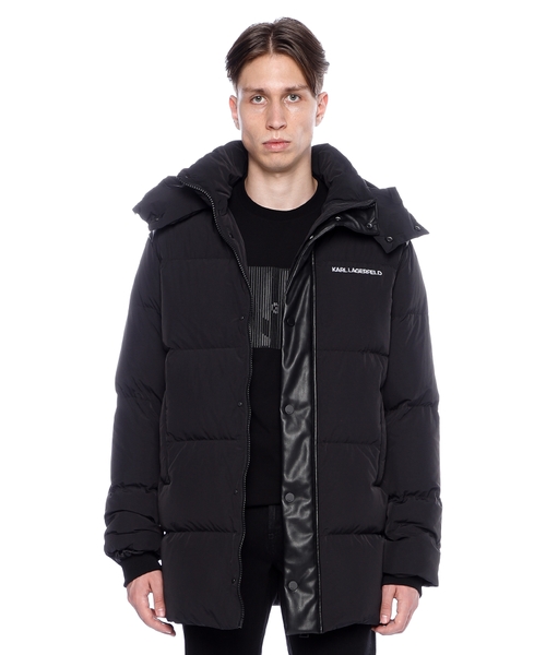 Quilted design jacket with logo print