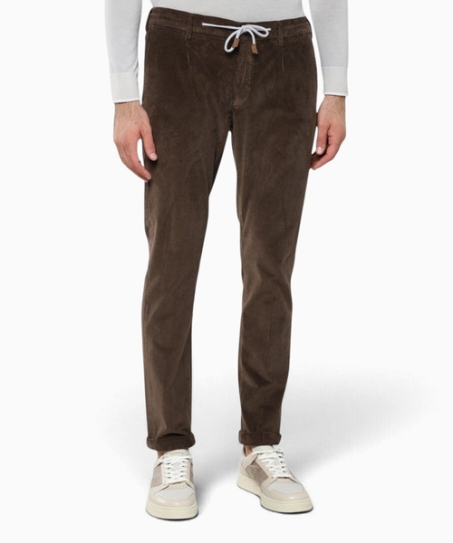 Straight fit trousers with elastic waistband