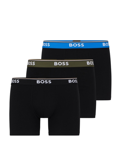 Three-pack of stretch-cotton boxer briefs with logos