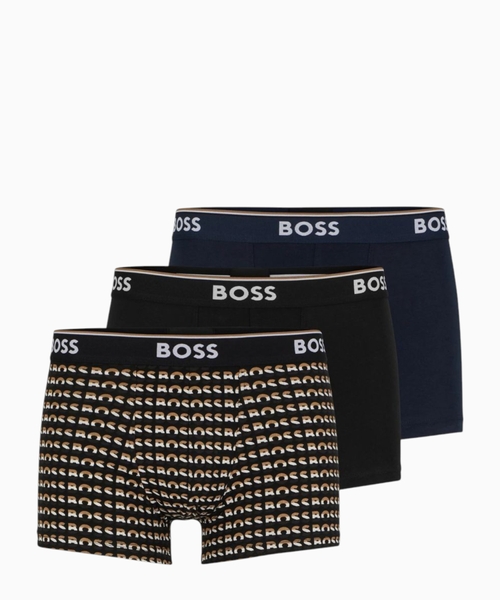 Three-pack of stretch-cotton boxer briefs with logos