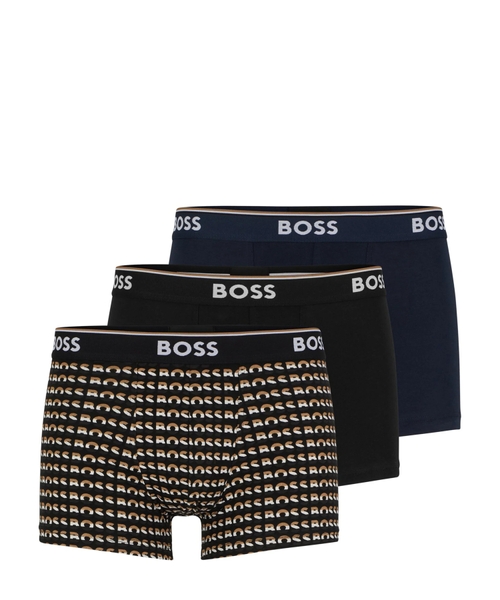 Комплект из трех боксеров из эластичного хлопка с логотипами