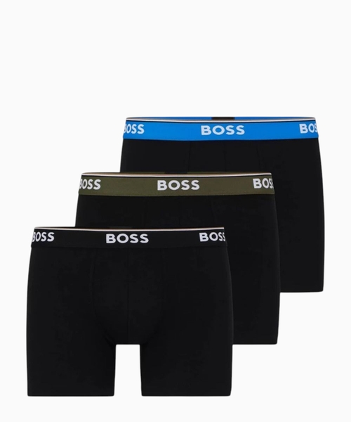 Three-pack of stretch-cotton boxer briefs with logos