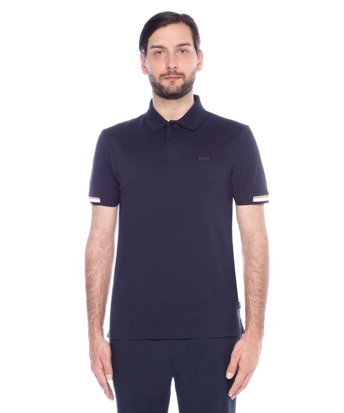Short sleeve polo with button collar