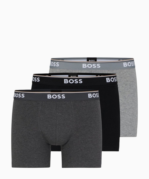 Three-pack of stretch-cotton boxer briefs with logos
