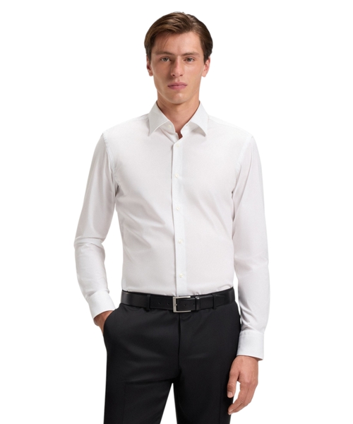 Slim-fit shirt in stretch-cotton poplin