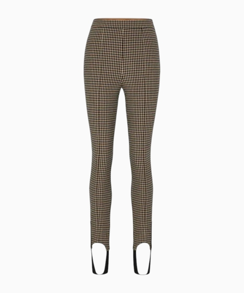 Slim-fit checkered trousers with stirrup hems