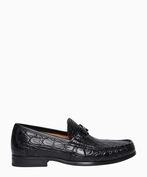 Crocodile effect leather loafers