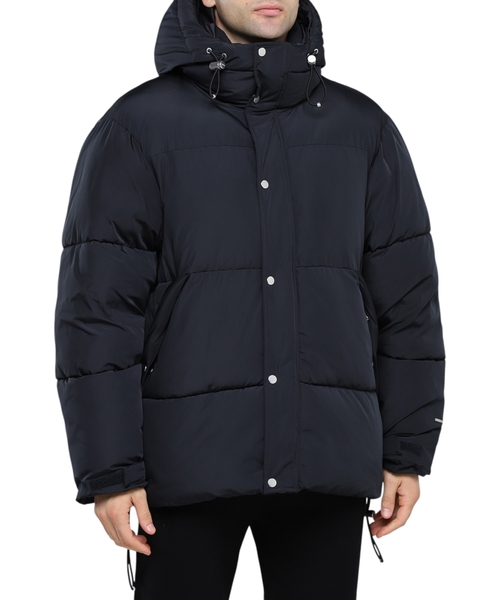 Quilted design hooded jacket