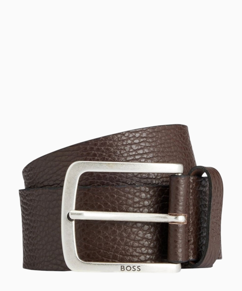Logo lettering leather belt