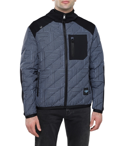 Quilted design hooded jacket with long sleeves
