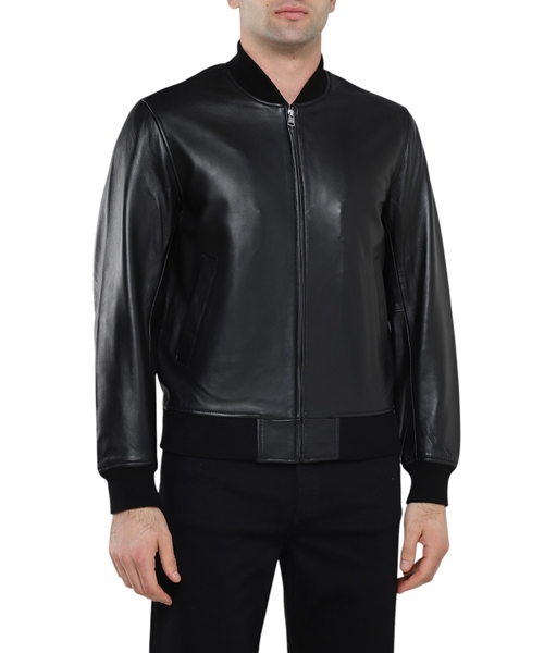Leather jacket with long sleeves