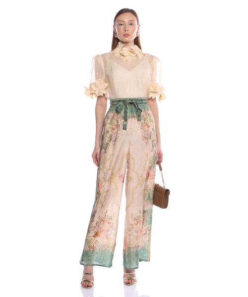 August printed silk wide-leg pants | Emporium