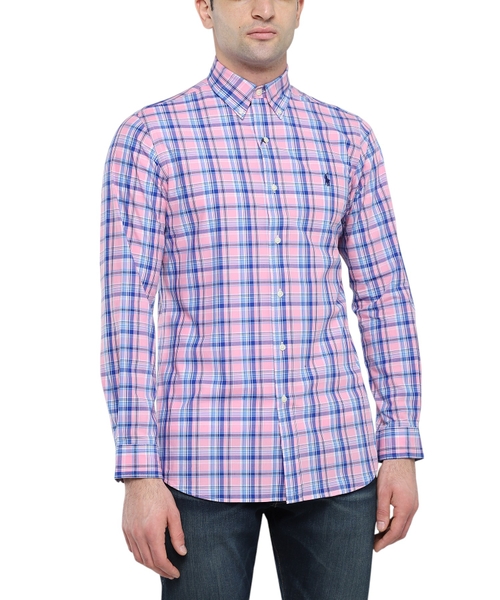 Клетчатая рубашка с вышивкой логотипа