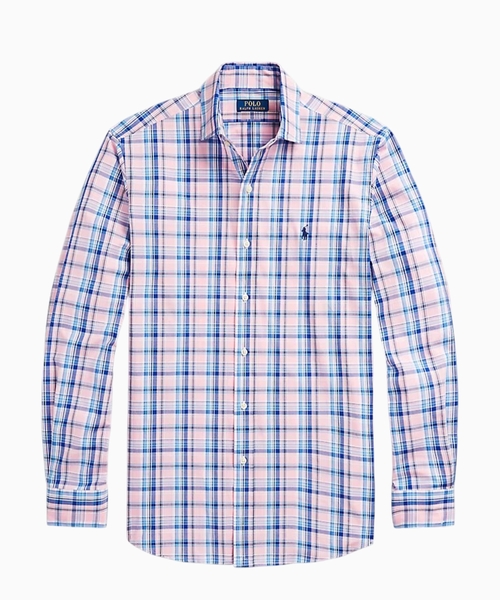 Logo embroidered checkered shirt