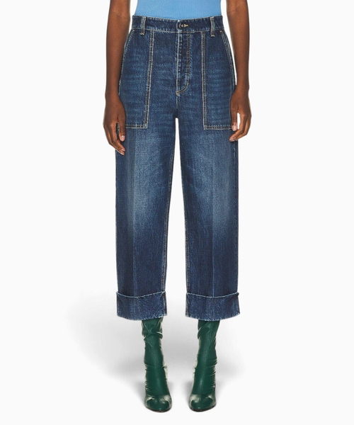 High-waist cropped jeans