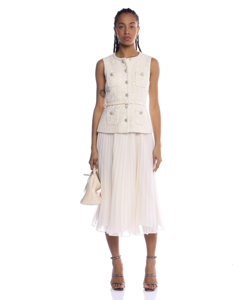 Alexander McQueen white high quality crystal adorned sleeveless blouses