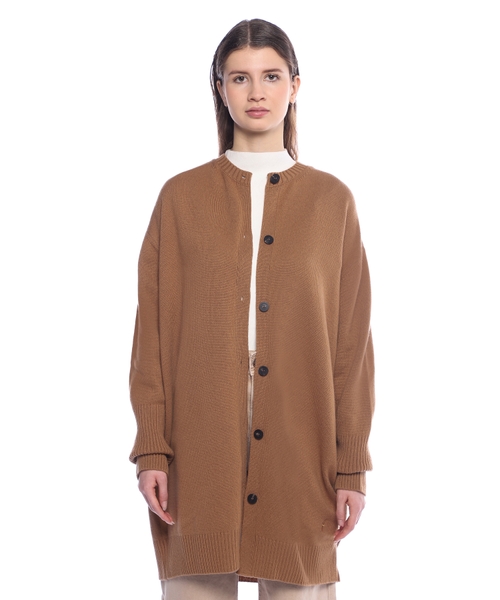 Tシャツ・カットソー SALVATORE FERRAGAMO Brown Cashmere Cardigan Draped cashmere cardigan in brown - Ferragamo | Mytheresa