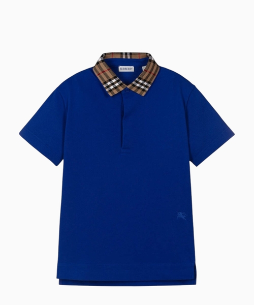 Short sleeve polo with button collar