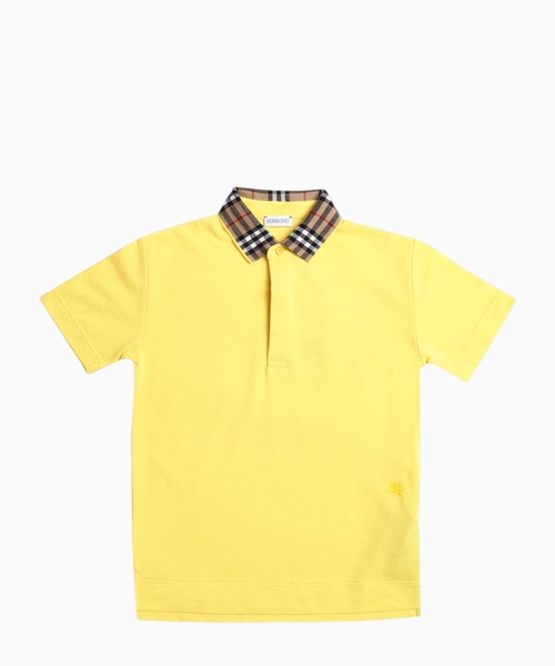 Short sleeve polo shirt with button collar