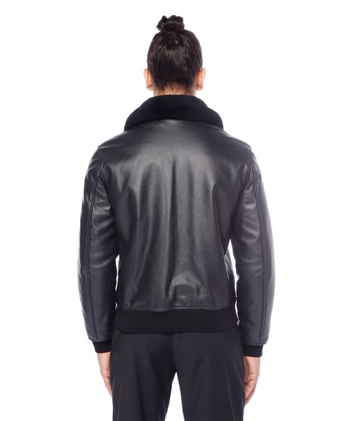 Leather jacket with zip fastening | Emporium