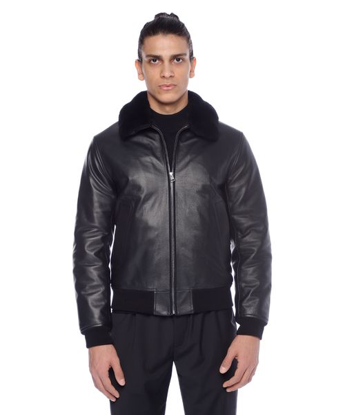 Leather jacket with zip fastening | Emporium