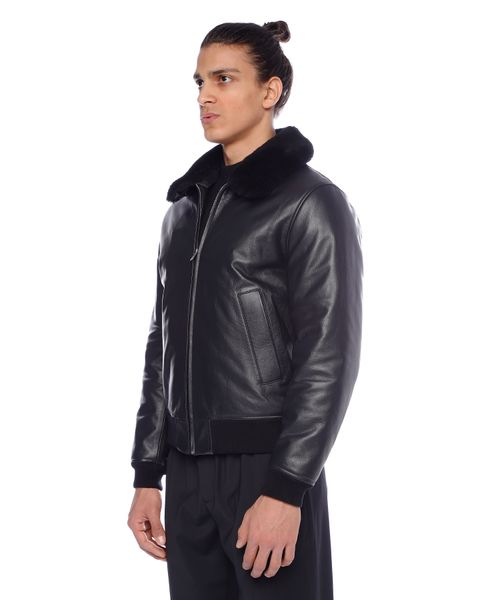 Leather jacket with zip fastening | Emporium