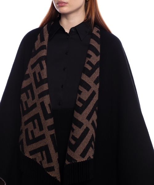 Logo embroidered wool and cashmere poncho | Emporium