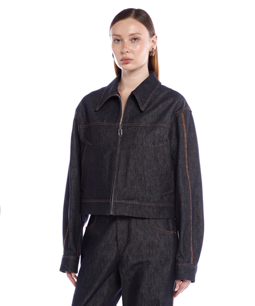 FENDI＊ FF DENIM CHAMBRAY CROPPED JACKET Fendi Women Ff Denim Chambray Cropped Jacket In Blue | ModeSens