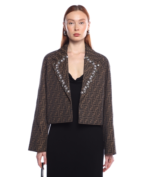 ジャケット FENDI EMBROIDERED POLYESTER BLEND JACKET Fendi Embroidered Canvas Coat | italist