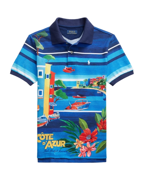 Поло с короткими рукавами и принтом