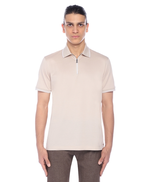 Short sleeve polo with zip fastening
