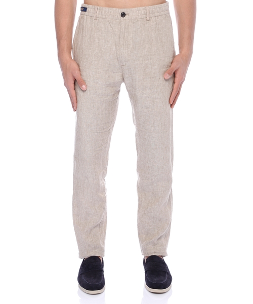 Linen straight fit trousers