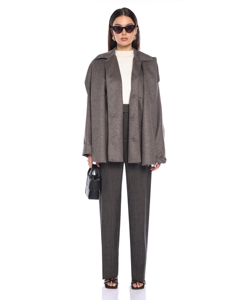 【BOTTEGA VENETA】Dark Grey Wool Oversize Coat Wool coat with classic collar | Emporium