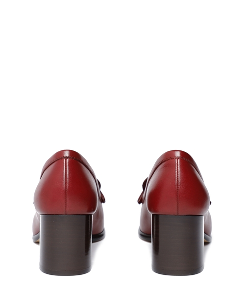 Metal logo applique detail leather loafers | Emporium