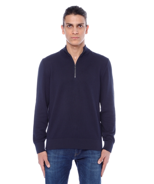 Long sleeve sweater with zip fastening