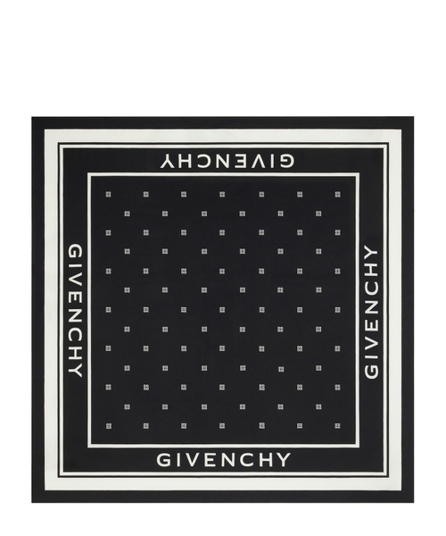【シルク100%】GIVENCHY ブラウス スカーフ ボウタイ ロゴ 黒 38 Silk logo print scarf | Emporium